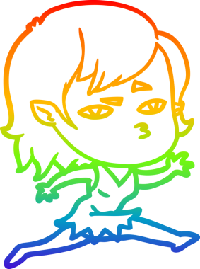 Gökkuşağı gradyan çizimi Bir insan tarafından çizilen vampir kız çizgi