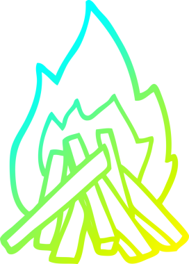 Bir insanın çizdiği karikatür kampı ateşinin soğuk eğik çizgisi.