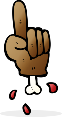 Bir insan tarafından çizilmiş kesik eli gösteren çizgi film.