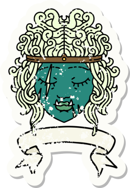 Retro Dövme Tarzı Ork barbar karakter yüzü Bir insan tarafından çizilmiş bayrak