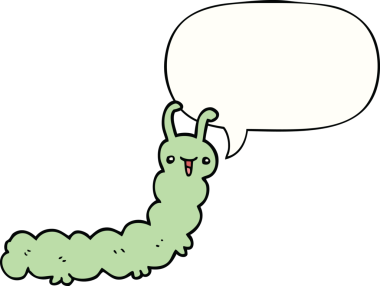 Bir insan tarafından çizilmiş konuşma balonlu çizgi film tırtılı.