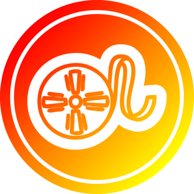 Bir insan tarafından çizilmiş sıcak gradyan bitişli film makarası dairesel ikonu