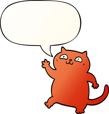 bir insan tarafından çizilmiş yumuşak eğimli konuşma baloncuklu çizgi film kedisi