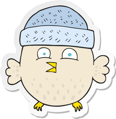 Bir insan tarafından çizilmiş şapka giyen bir baykuşun çıkartması.