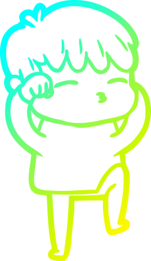 Bir çizgi film karakteri çizen soğuk gradyan bir insan tarafından çizilmiş meraklı çocuk.