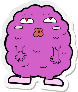 Bir insan tarafından çizilmiş komik bir çizgi film canavarının çıkartması.