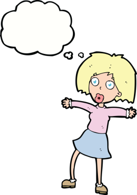 Bir insan tarafından çizilmiş düşünce balonlu bir karikatür.