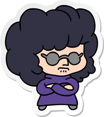 Bir insan tarafından çizilmiş bir kawaii kadının serbest sticker karikatürü.