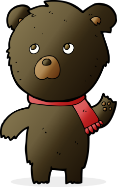 Bir insan tarafından çizilmiş şirin siyah ayı.