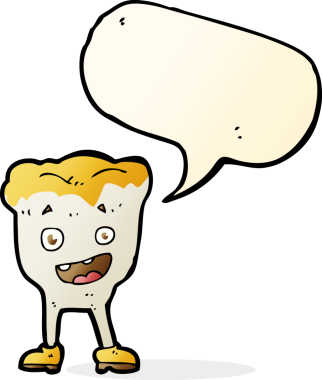 Bir insan tarafından çizilmiş konuşma balonlu çizgi film dişleri.