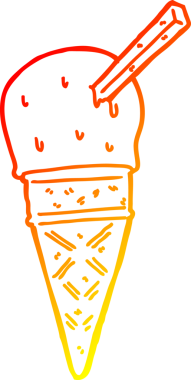 Bir insan tarafından çizilmiş çizgi film dondurmasının sıcak çizgi çizimi