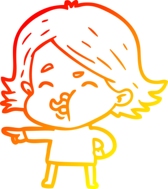 Bir insan tarafından çizilmiş bir çizgi film kızının sıcak çizgi çizimi.