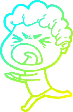 Bir insan tarafından çizilmiş öfkeli bir çizgi film karakteri.