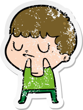 Bir insan tarafından çizilmiş huysuz bir çocuğun sıkıntılı çıkartması.