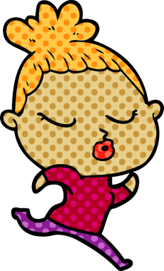 Bir insan tarafından çizilmiş sakin bir kadın çizgi filmi.