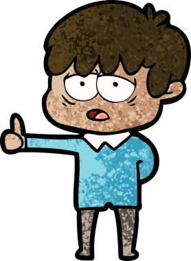 Bir insan tarafından çizilmiş bitkin çocuk çizgi filmi.