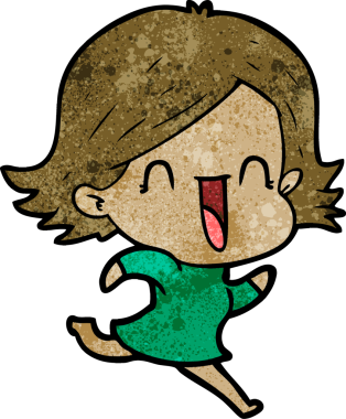 Bir insan tarafından çizilmiş mutlu bir kadın.