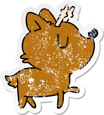 Bir insan tarafından çizilmiş kawai sevimli geyiğinin sıkıntılı karikatür çizimi