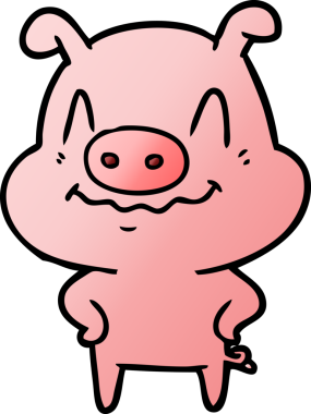 Bir insan tarafından çizilmiş sinirli çizgi film domuzu.