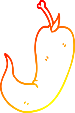 Bir insan tarafından çizilen kırmızı biber çizgi filminin sıcak gradyanı