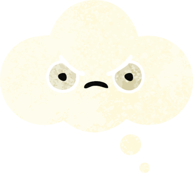 Bir insan tarafından çizilen düşünce baloncuğunun retro çizim tarzı karikatürü