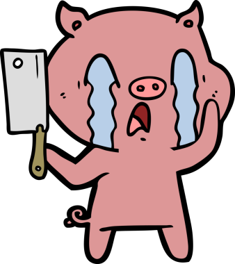 Bir insan tarafından çizilmiş ağlayan domuz çizgi filmi.