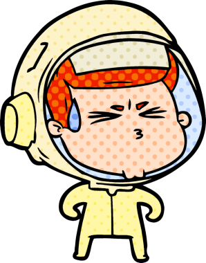 Çizgi film bir insan tarafından çizilmiş astronot.