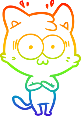 gökkuşağı gradyan çizgi çizimi bir insan tarafından çizilmiş sürpriz bir kedi