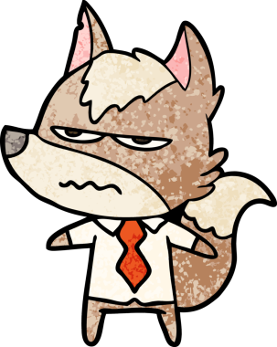 Bir insan tarafından çizilmiş rahatsız kurt çizgi filmi.