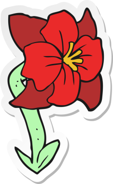 Bir insan tarafından çizilmiş karikatür çiçeğinin çıkartması.