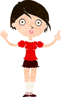 Çizgi filmdeki kız bir insan tarafından çizilmiş sorular soruyor.