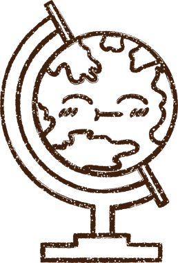 Bir insan tarafından çizilen Coğrafya Küresi Kömür Çizimi