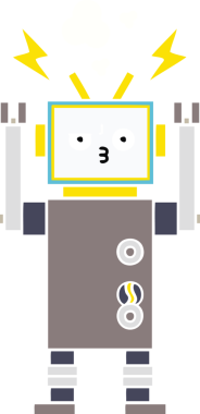 Bir insan tarafından çizilmiş düz renkli bir robot karikatürü