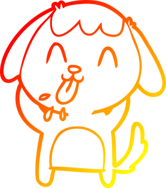 Bir insan tarafından çizilmiş sevimli bir köpeğin sıcak çizgi çizgisi.