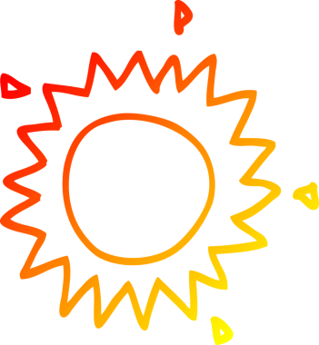 Bir insan tarafından çizilen çizgi film güneşinin sıcak çizgi çizimi