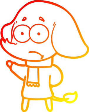 Bir insan tarafından çizilmiş eşarplı, belirsiz bir filin çizgi çizimi.