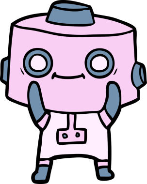 Bir insan tarafından çizilmiş çizgi film robotu