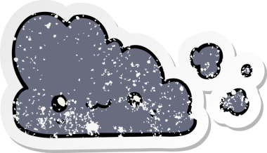 Bir insan tarafından çizilmiş şirin bir karikatür bulutunun sıkıntılı çıkartması.