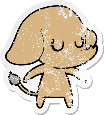 Bir insan tarafından çizilmiş şirin bir filin sıkıntılı çıkartması