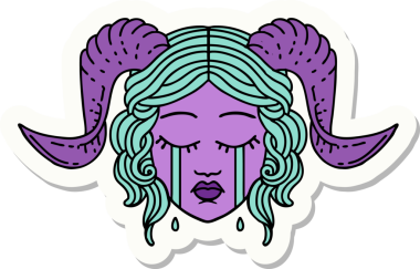 Bir insan tarafından çizilmiş ağlayan, bağlayan karakterin çıkartması.