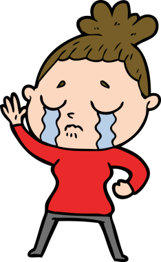 Bir insan tarafından çizilmiş ağlayan kadın çizgi filmi.