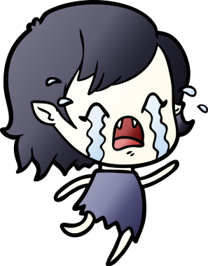 Bir insan tarafından çizilmiş ağlayan vampir kız çizgi filmi.