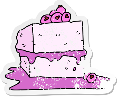 Bir insan tarafından çizilmiş garip bir el çizimi pastanın sıkıntılı çıkartması.