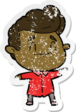 Bir insan tarafından çizilmiş mutlu bir çizgi film karakterinin sıkıntılı çıkartması.