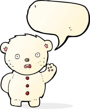 Bir insan tarafından çizilmiş konuşma balonlu mutsuz kutup ayısı çizgi filmi