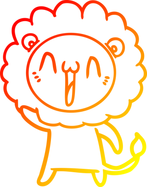 Bir insan tarafından çizilmiş mutlu çizgi film aslanının sıcak çizgi çizimi