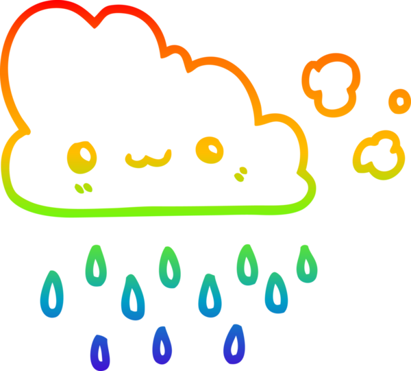 Gökkuşağı gradyan çizgi çizimi bir insan tarafından çizilmiş fırtına bulutu