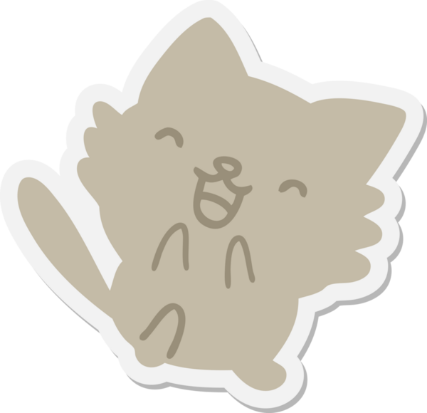 Bir insan tarafından çizilmiş şirin bir kedi çıkartması.