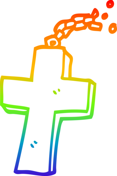 Bir insan tarafından zincir üzerine çizilmiş bir haçın çizgi çizimi.