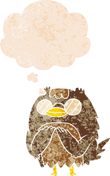 çizgi film bilge yaşlı baykuş grunge sıkıntılı retro dokuma tarzı bir insan tarafından çizilmiş